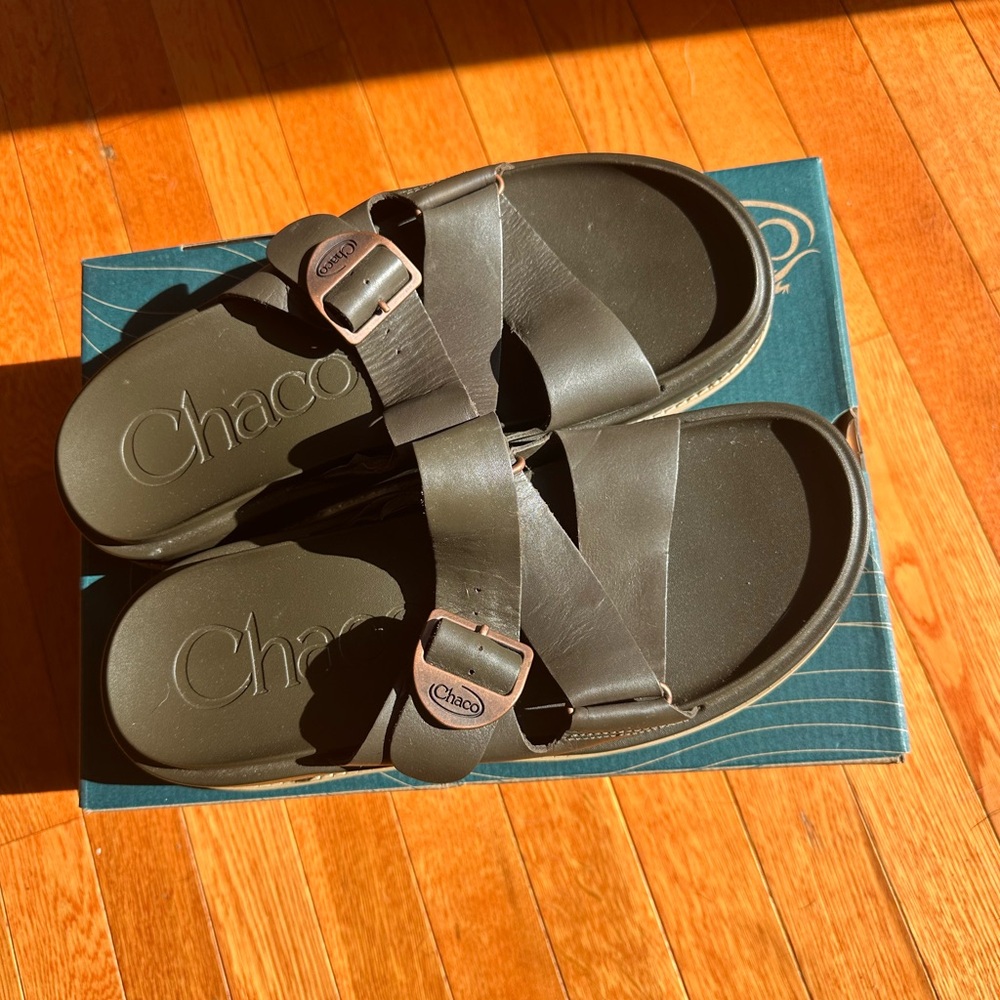 Chacos Olive Green Double-Strap Slide Sandals with Buckle - Picture 2 of 3